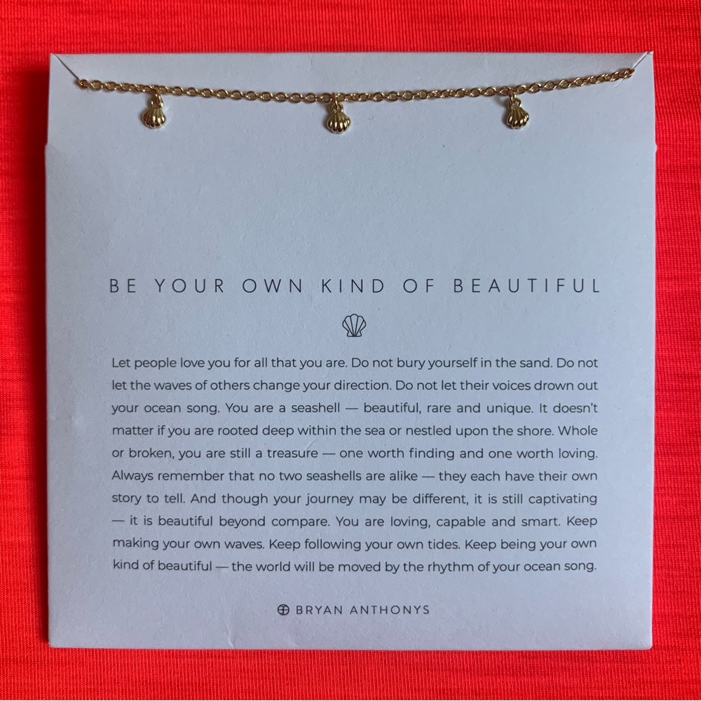 Bryan Anthonys “Be Your Own Kind of Beautiful” Seashell Necklace 14k Gold Plated